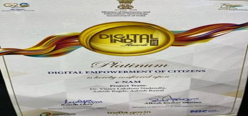 Digital India Awards 2022: e-NAM wins Platinum Award